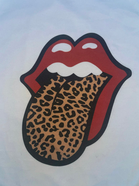 Kiss Lips Shirt Tongue Leopard Print Tee Animal Cute