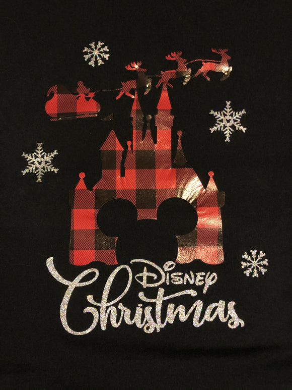 Copy of Minnie Mouse Christmas Holiday Shirt Black Red And Glitter White
